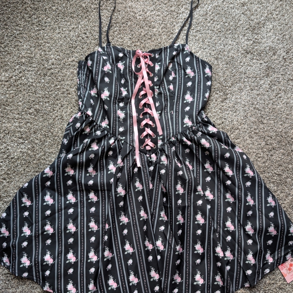 SHEIN Gray Floral Patterned Dress